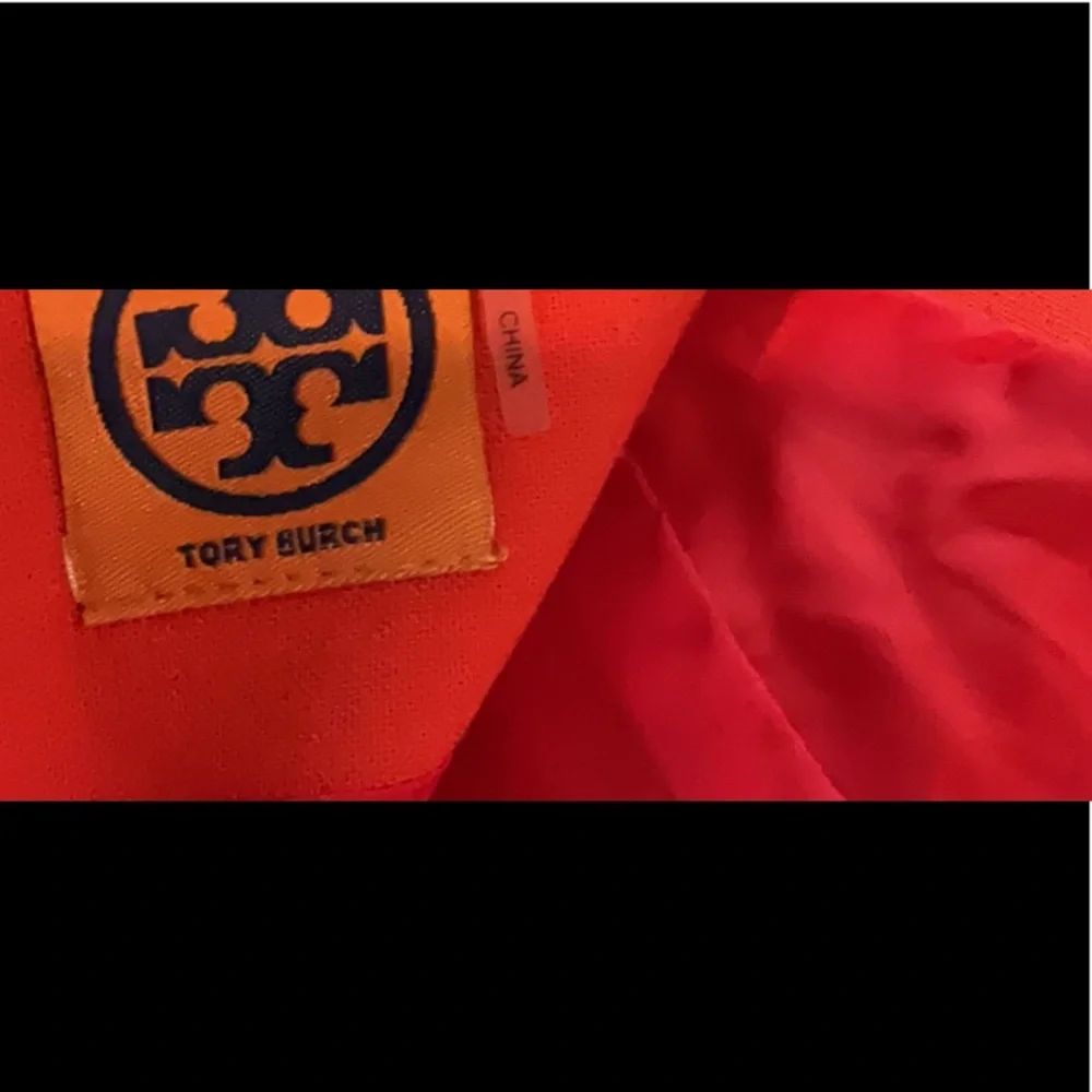 Tory Burch orange back zip shift dress, sleeveless, gold hardware, size 10